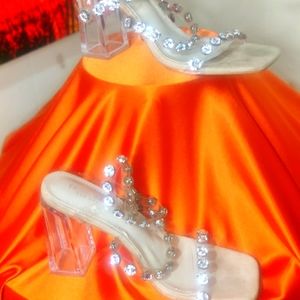 Clear studded heels